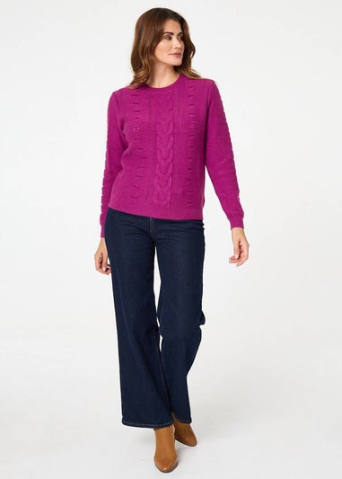 Izabel London Orchid Textured Long Sleeve Knitted Jumper