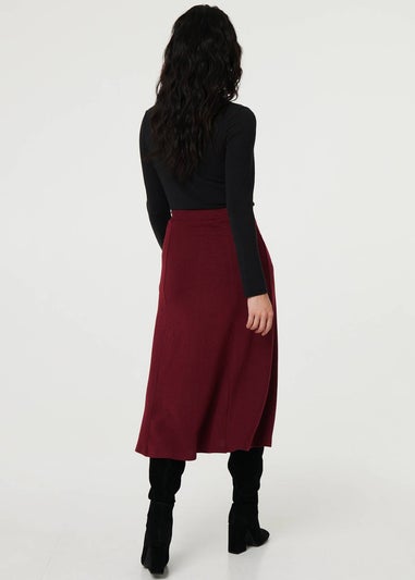 Izabel London Red Buttoned High Waist A-Line Midi Skirt