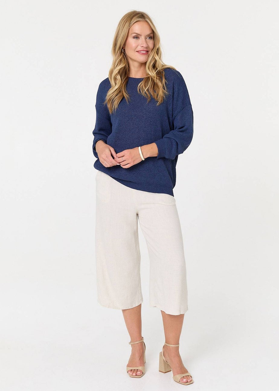Izabel London Navy Relaxed Long Sleeve Drop Shoulder Jumper