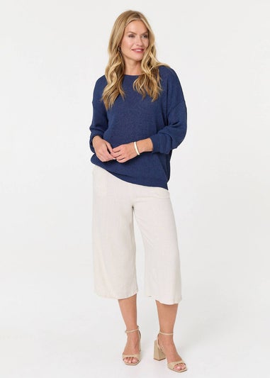 Izabel London Navy Relaxed Long Sleeve Drop Shoulder Jumper
