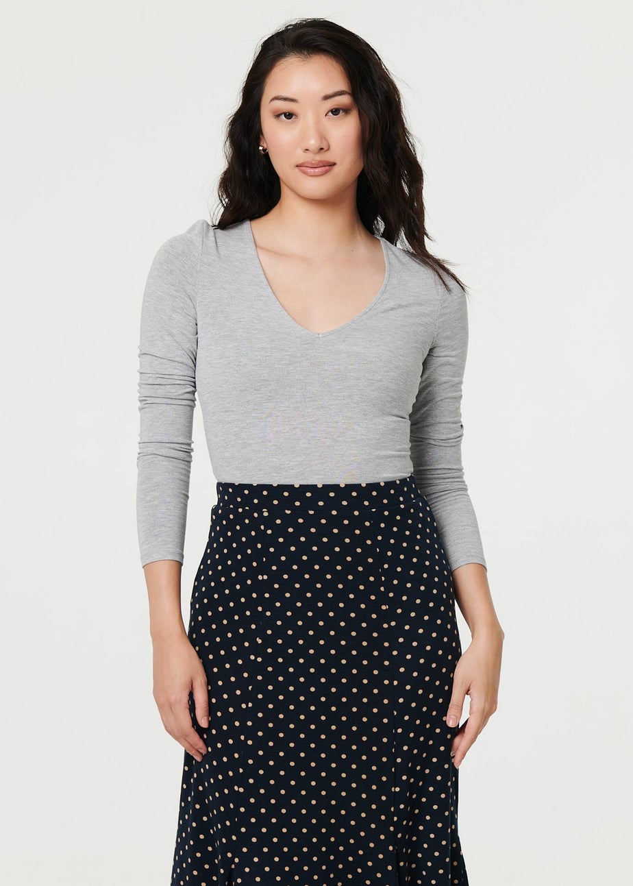 Izabel London Navy Polka Dot Print High Waist Maxi Skirt