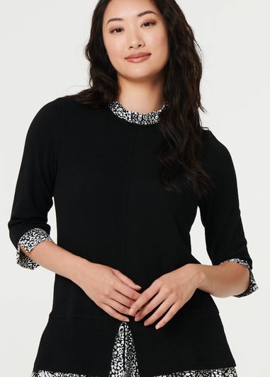 Izabel London Black Layered Ruffled Shirt Jumper Top