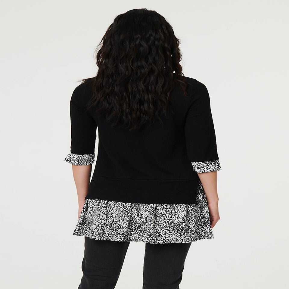 Izabel London Black Layered Ruffled Shirt Jumper Top