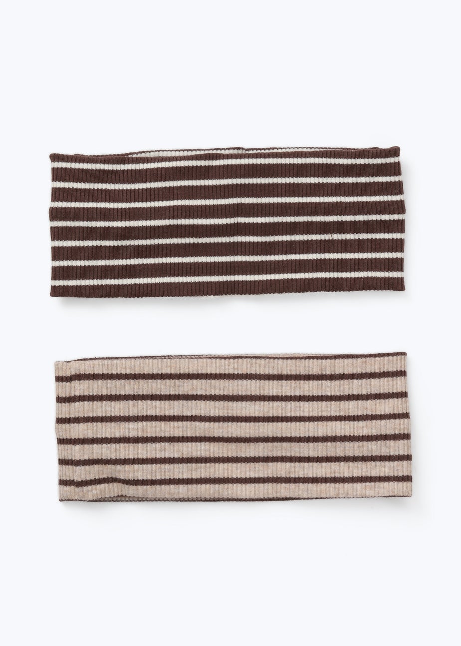 Muse 2 Pack Brown Stripe Ribbed Headbands