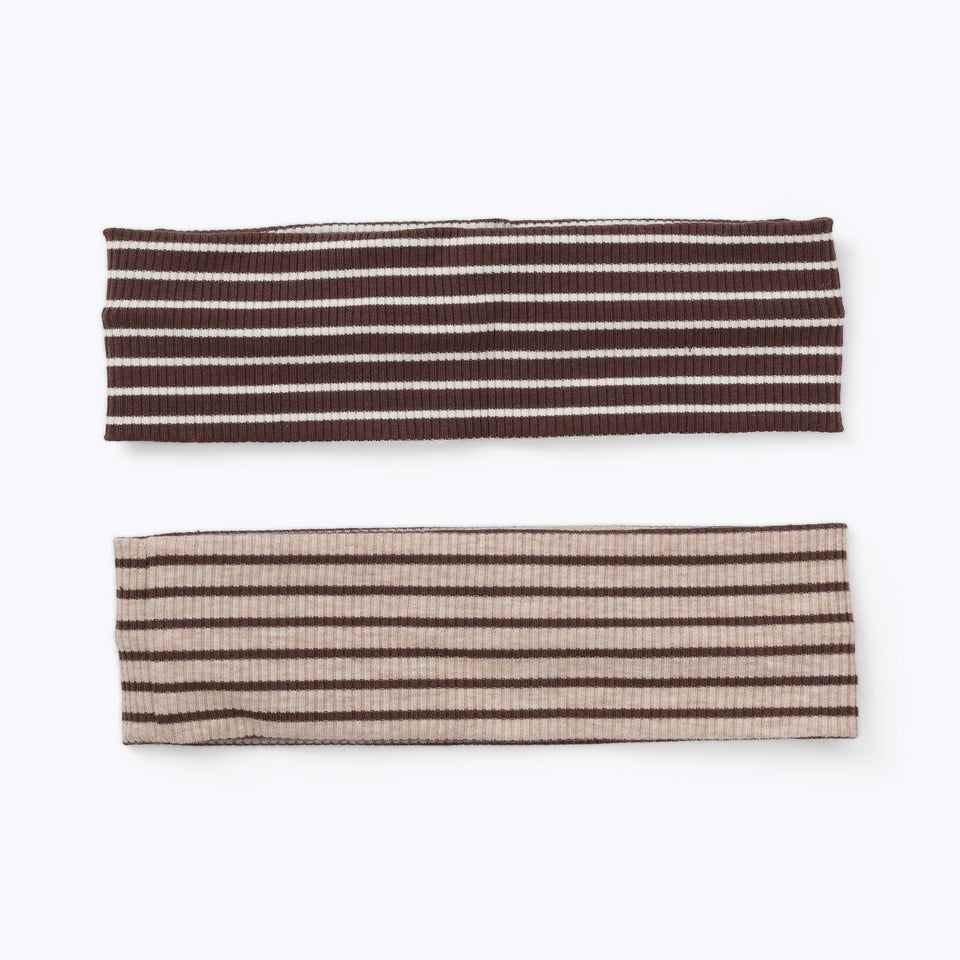 Muse 2 Pack Brown Stripe Ribbed Headbands