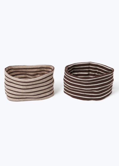Muse 2 Pack Brown Stripe Ribbed Headbands