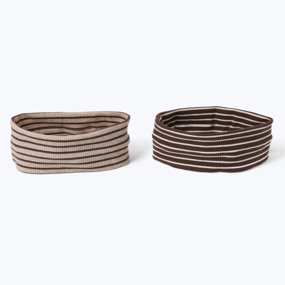 Muse 2 Pack Brown Stripe Ribbed Headbands
