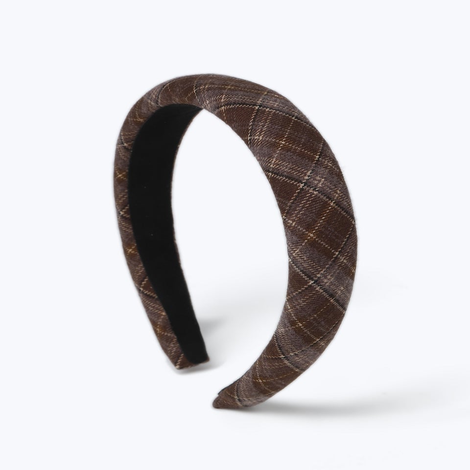 Brown Check Padded Headband
