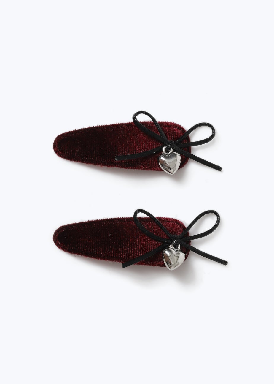 Muse 2 Pack Burgundy Velvet Bow Clips