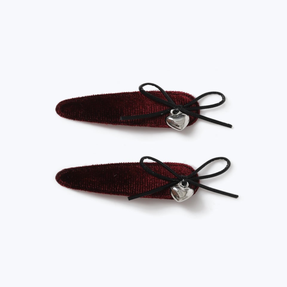 Muse 2 Pack Burgundy Velvet Bow Clips