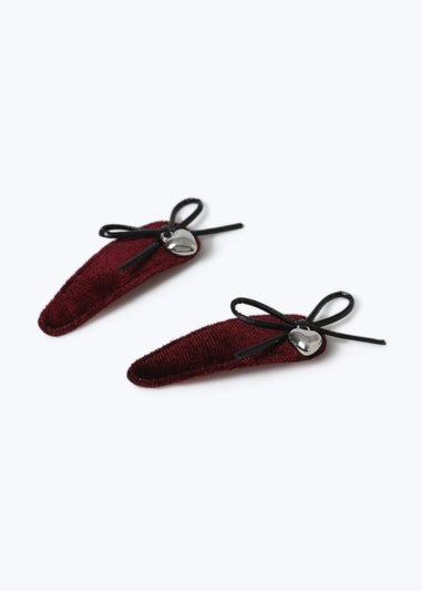 Muse 2 Pack Burgundy Velvet Bow Clips