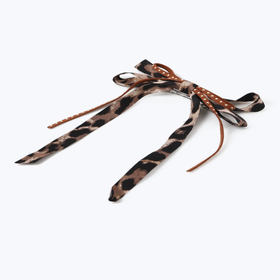 Muse Brown Leopard Studded Bow Clip
