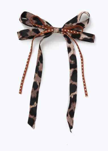 Muse Brown Leopard Studded Bow Clip