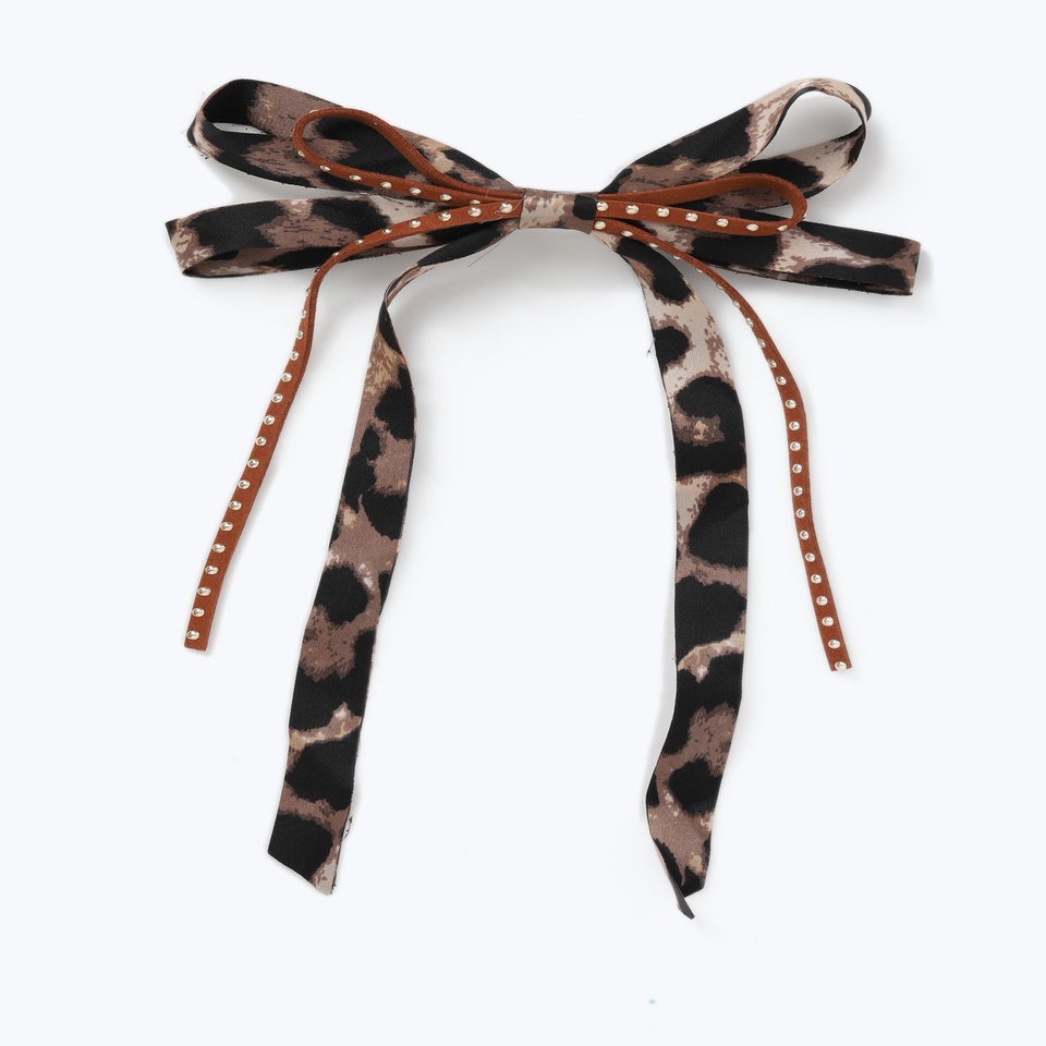 Muse Brown Leopard Studded Bow Clip