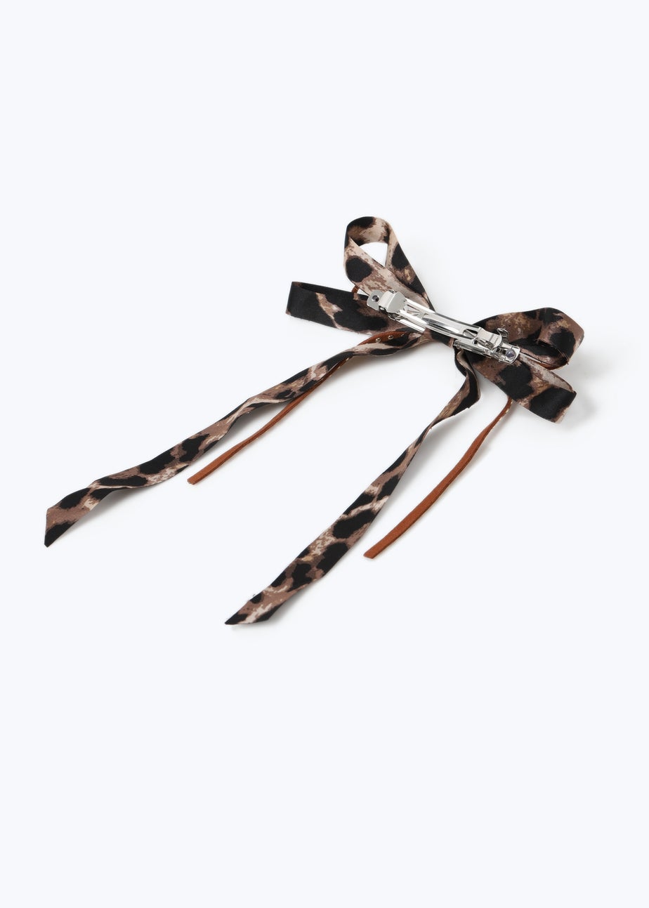 Muse Brown Leopard Studded Bow Clip