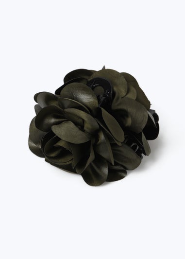 Muse Khaki Fabric Flower Claw Clip