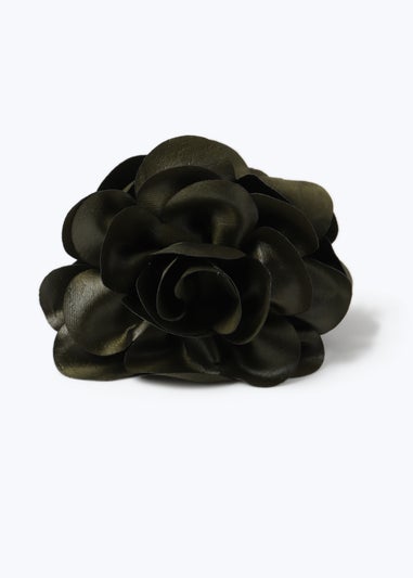 Muse Khaki Fabric Flower Claw Clip