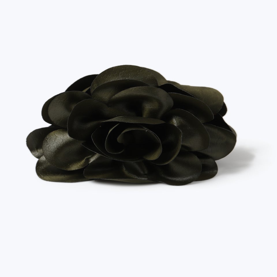 Muse Khaki Fabric Flower Claw Clip