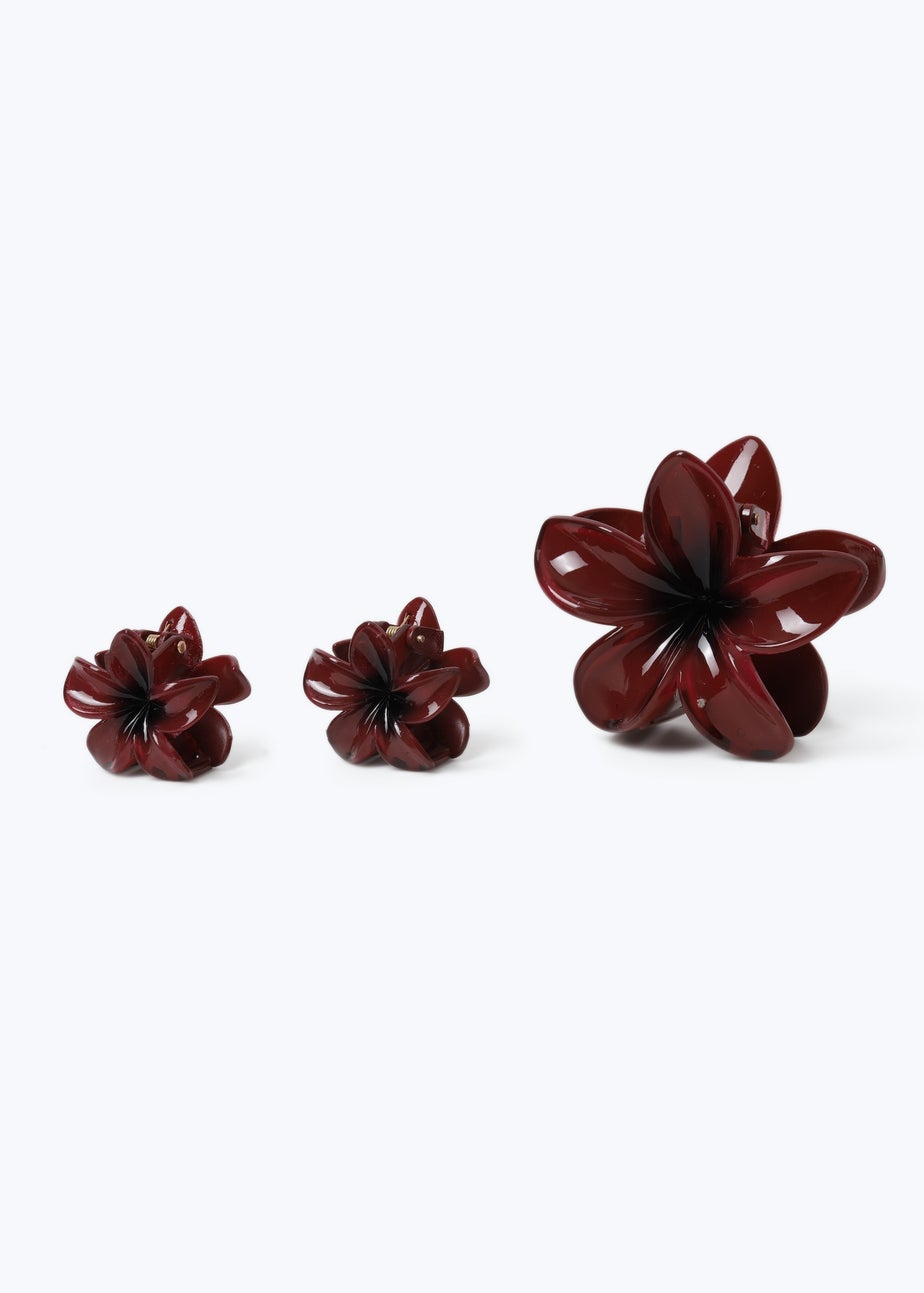 3 Pack Muse Burgundy Flower Clips