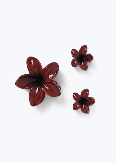 3 Pack Muse Burgundy Flower Clips