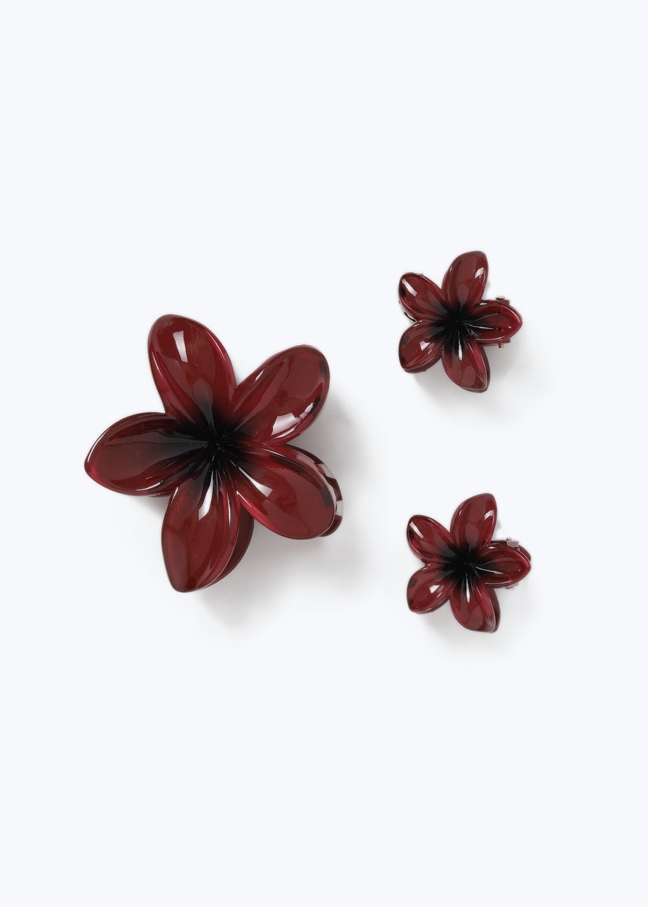 3 Pack Muse Burgundy Flower Clips