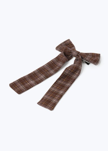 Muse Brown Check Skinny Bow Clip