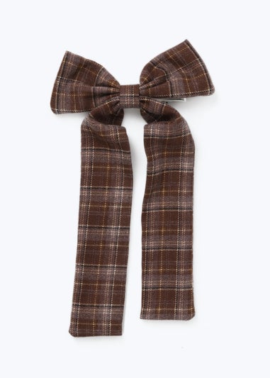 Muse Brown Check Skinny Bow Clip
