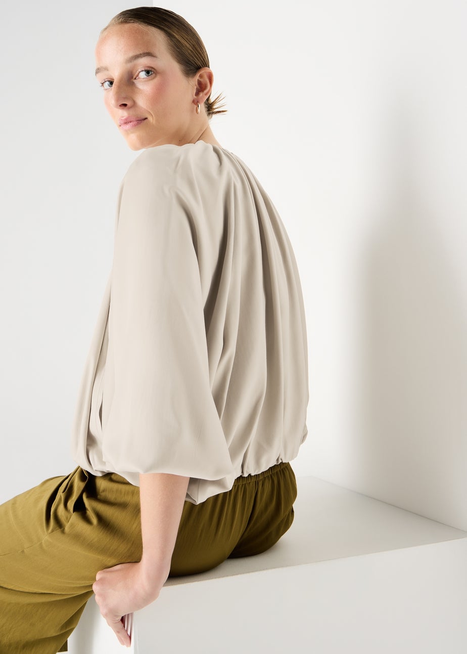 Et Vous Taupe Draped Bomber Jacket