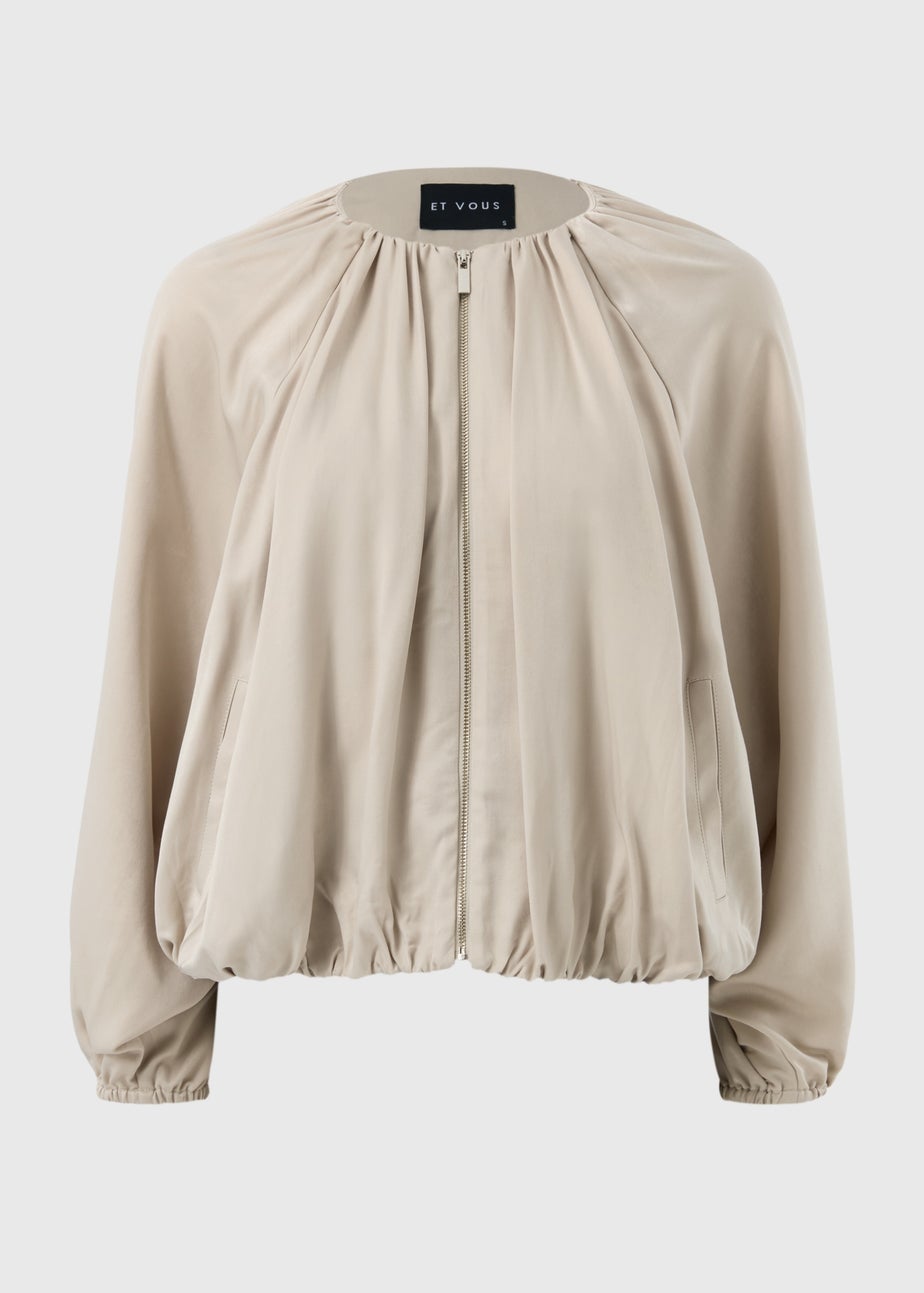 Et Vous Taupe Draped Bomber Jacket