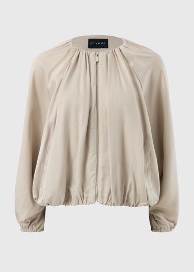 Et Vous Taupe Draped Bomber Jacket