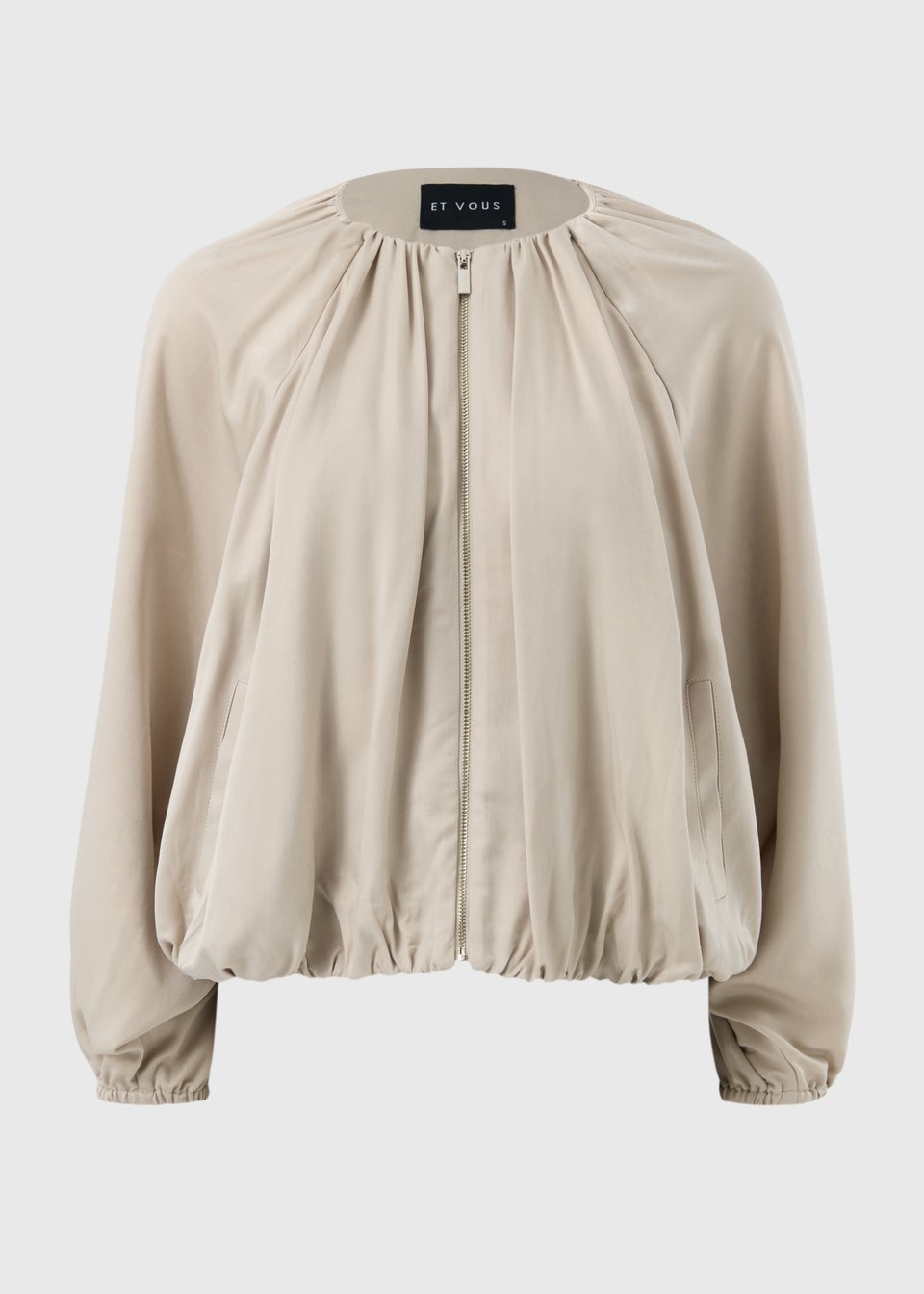 Et Vous Taupe Draped Bomber Jacket