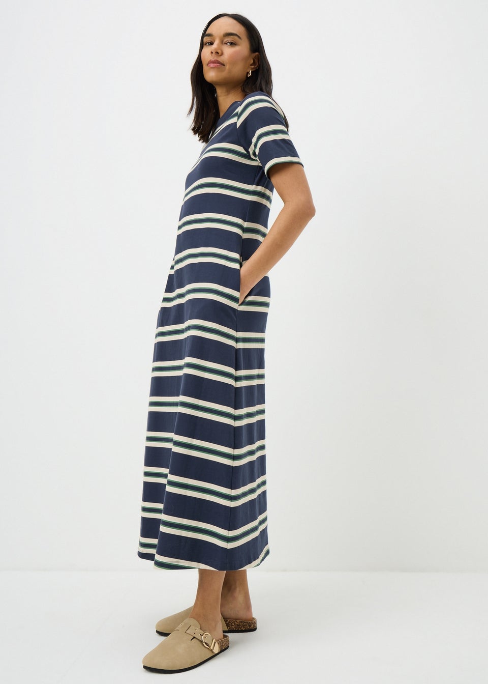 Navy Striped T-Shirt Dress