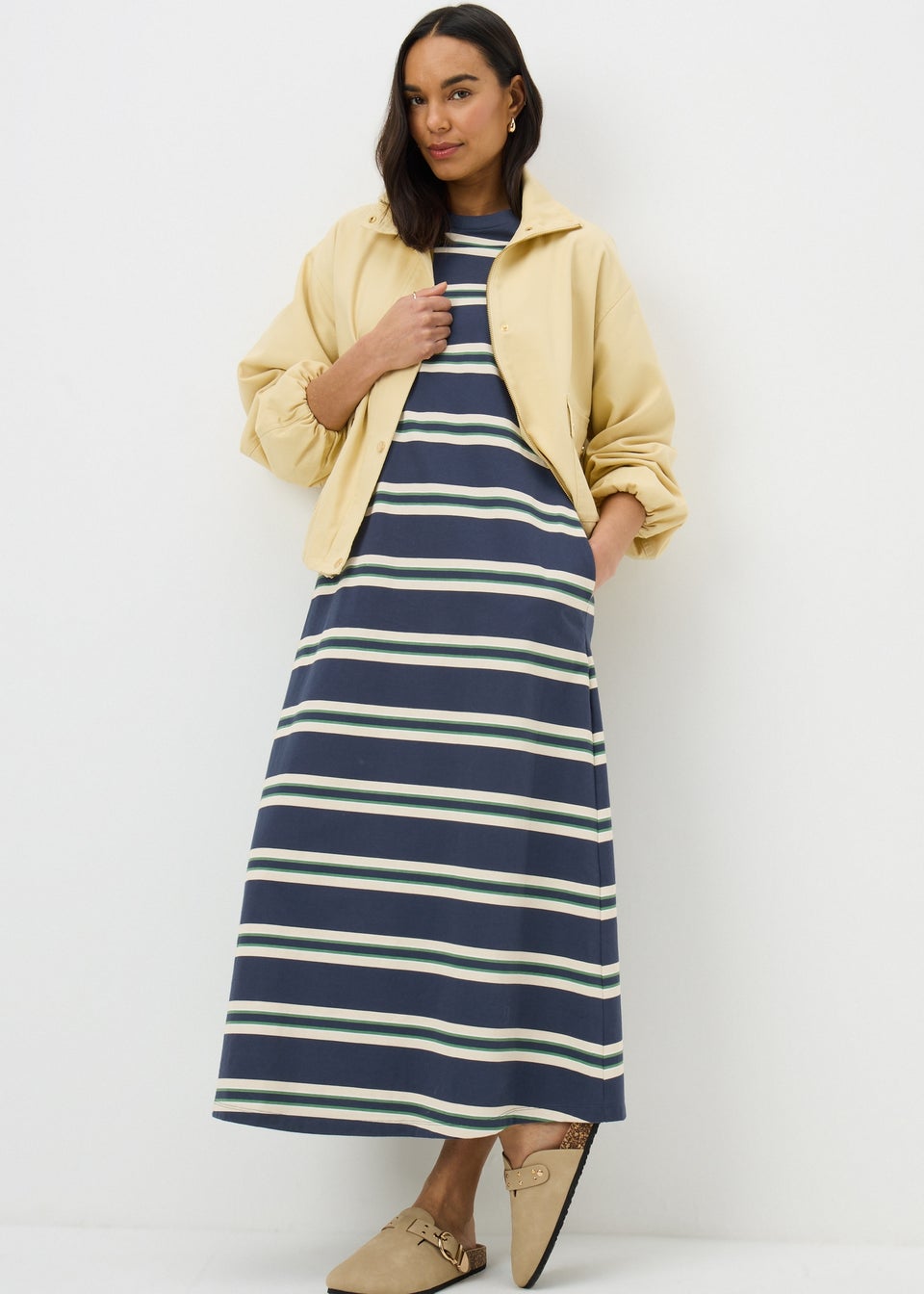 Navy Striped T-Shirt Dress