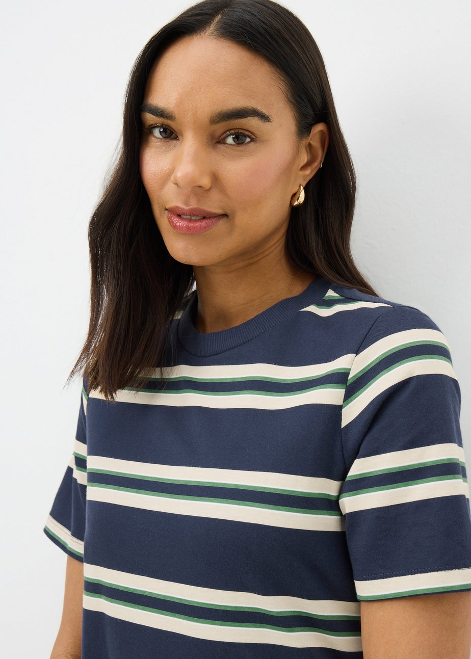 Navy Striped T-Shirt Dress