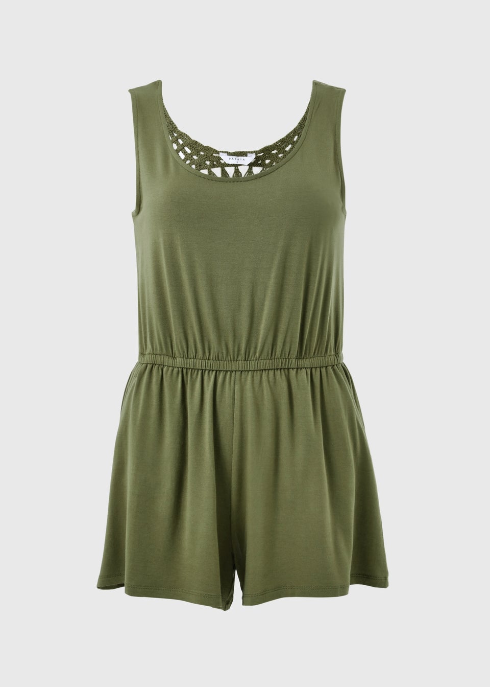Khaki Crochet Back Playsuit