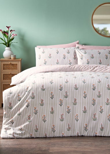 Green Flower Stamp Duvet Set
