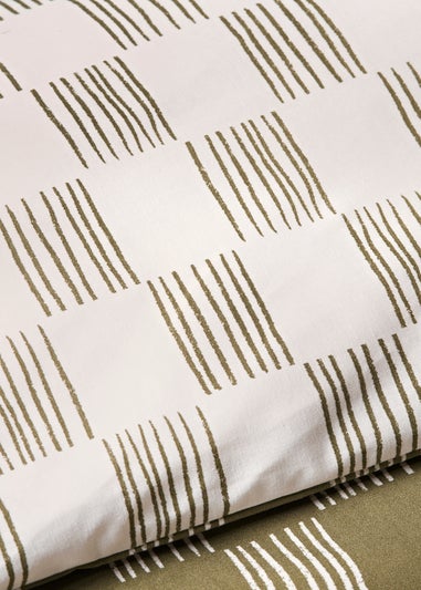 Green Linear Blocks Duvet Set