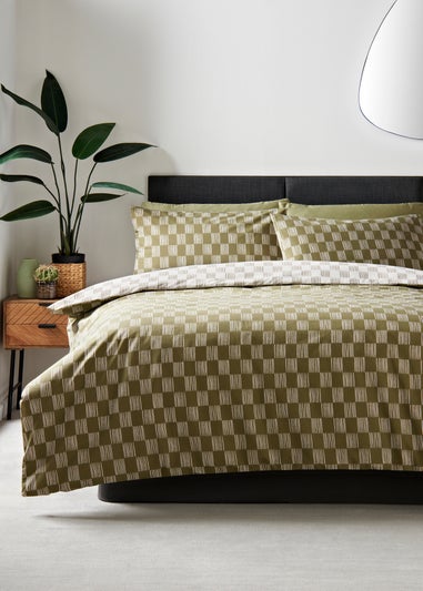 Green Linear Blocks Duvet Set