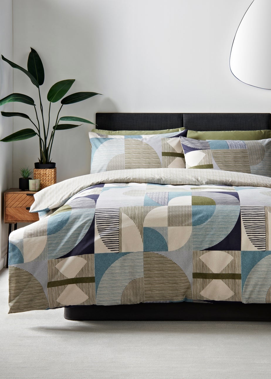 Blue Geometric Print Duvet Set