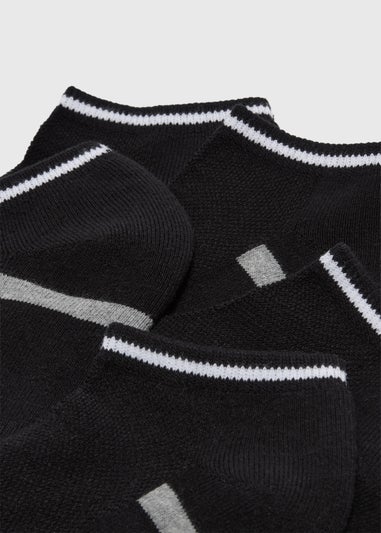 5 Pack Black Athletic Trainer Socks