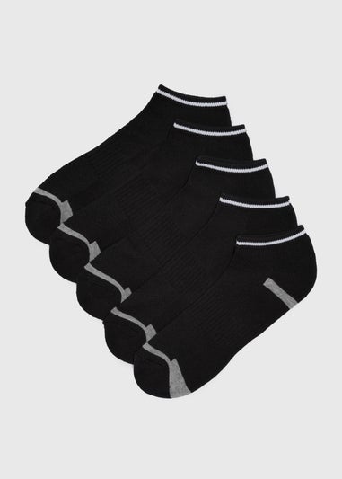 5 Pack Black Athletic Trainer Socks
