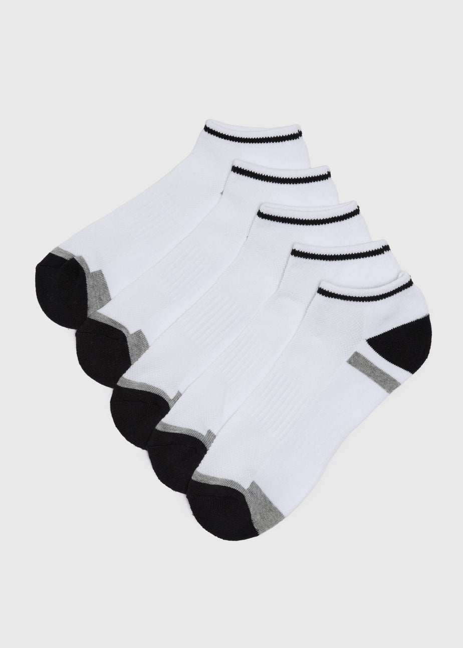 5 Pack White Athletic Trainer Socks