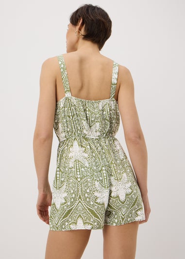 Khaki Paisley Playsuit