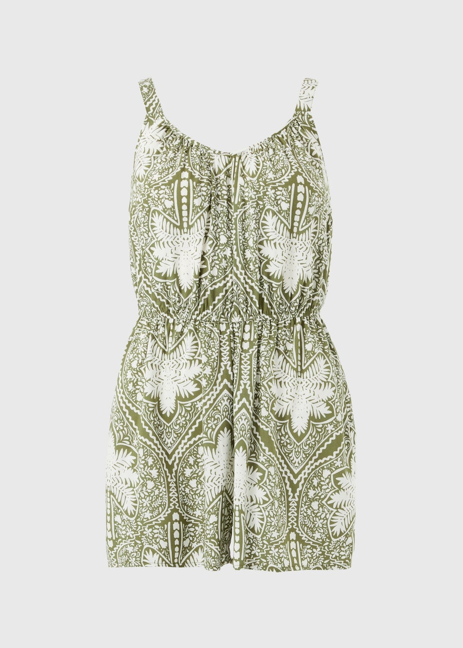 Khaki Paisley Playsuit