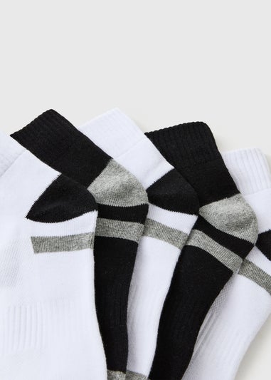 5 Pack Black & White Quarter Length Socks