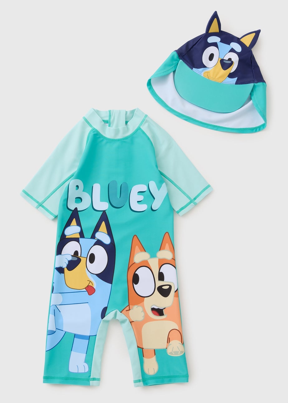 Bluey Boys Green Surf Suit & Hat Set (12mths-7yrs)