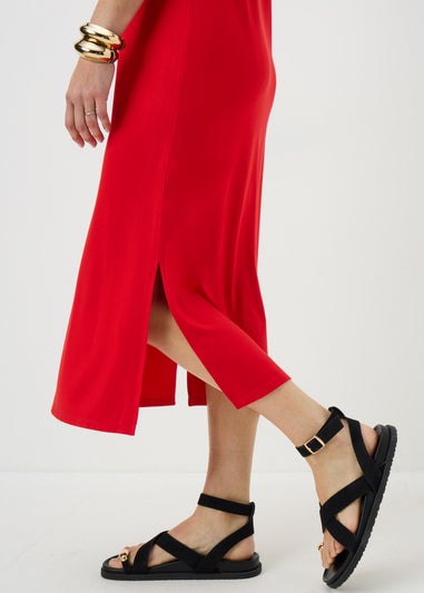 Red T-Shirt Midi Dress