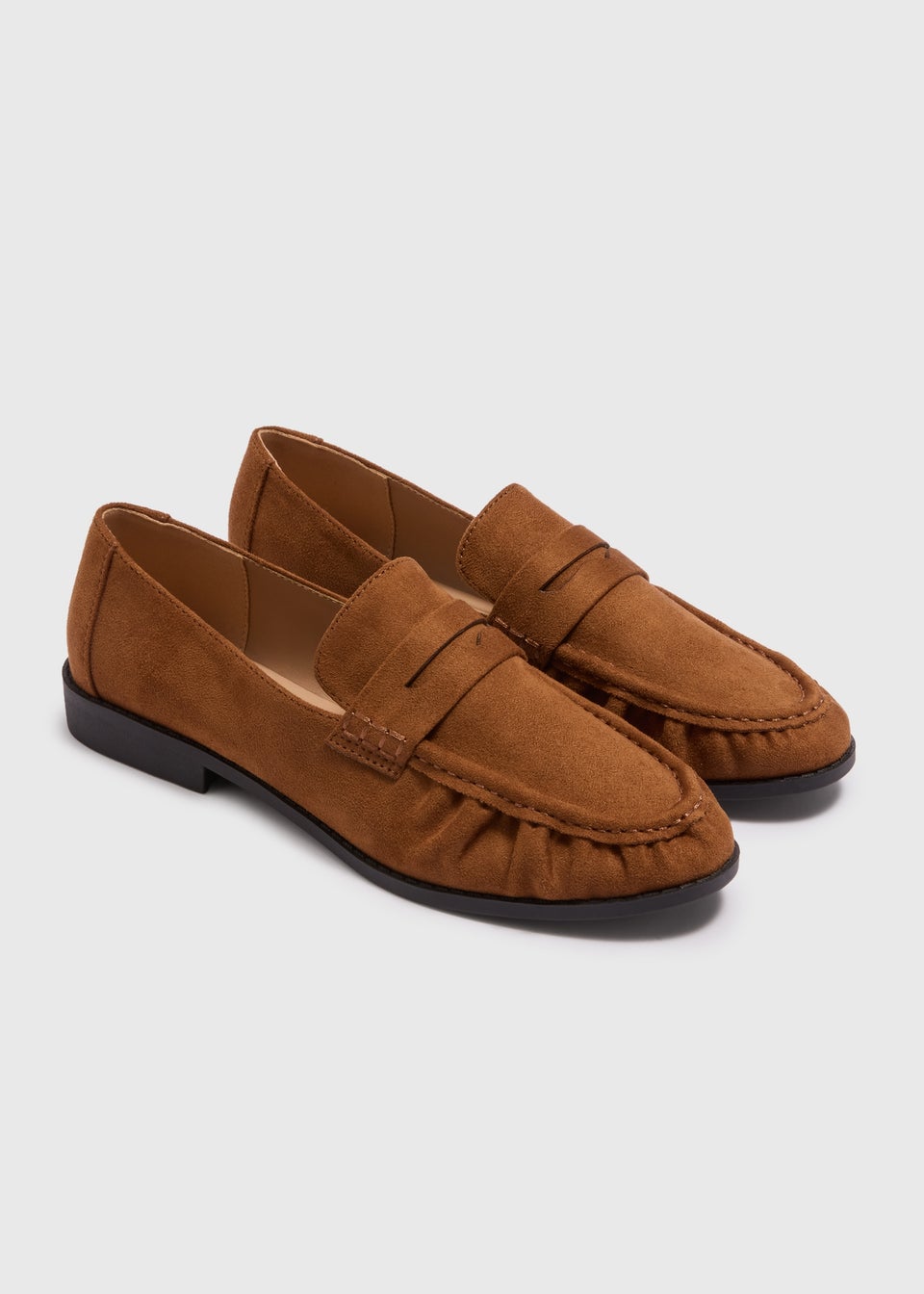 Tan Faux Suede Loafers