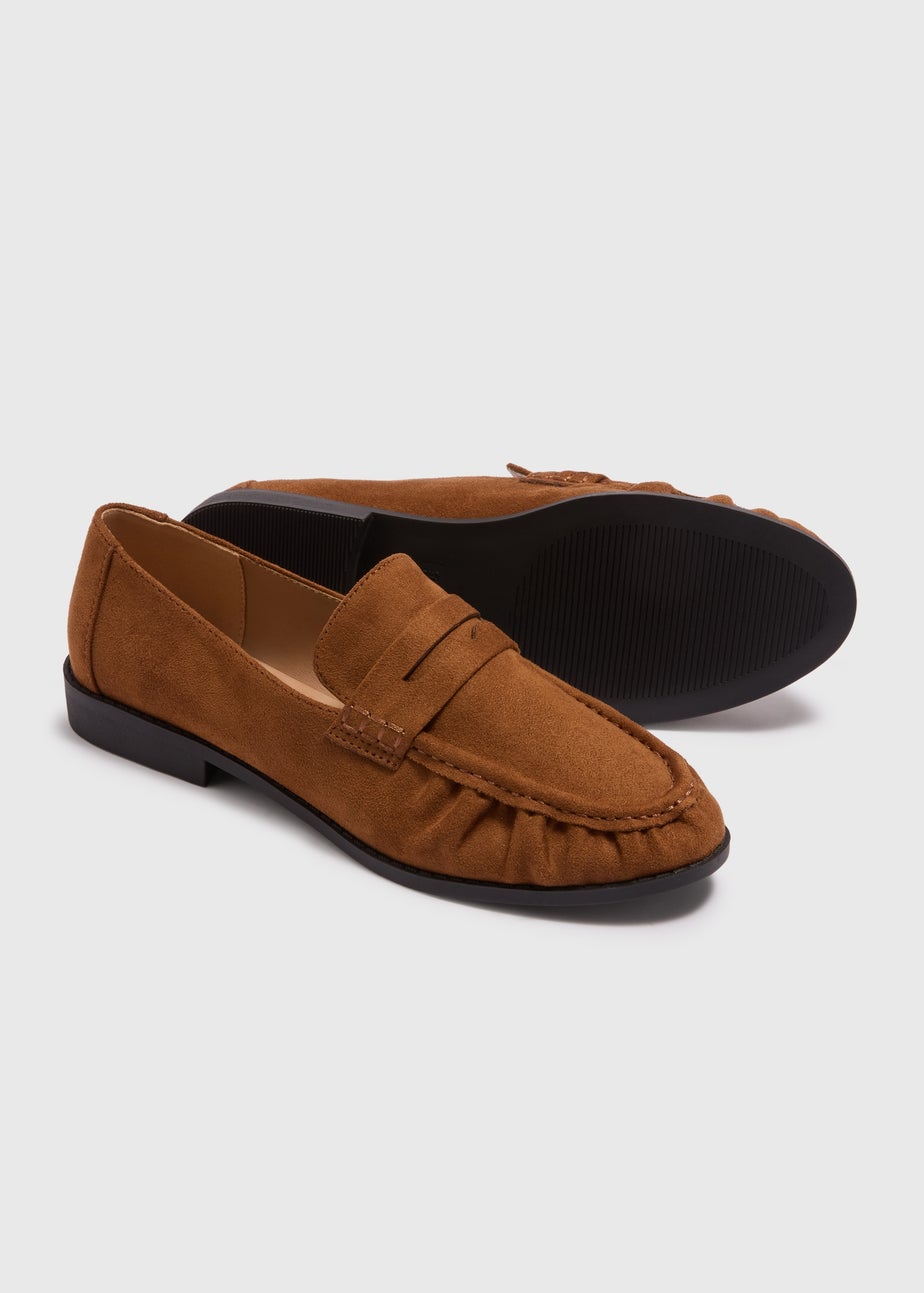 Tan Faux Suede Loafers