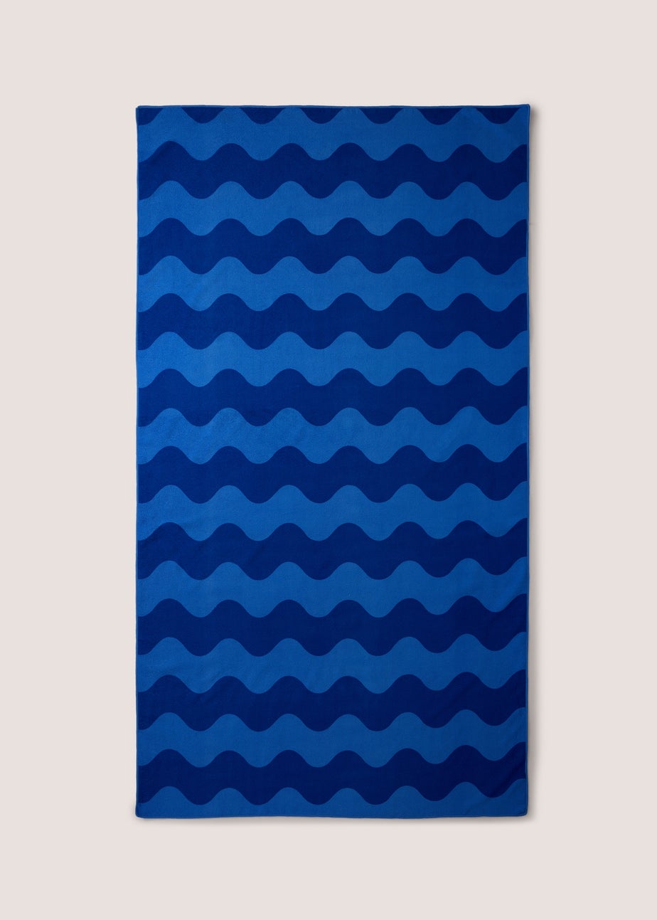 Blue Wavy Stripe Extra Large Beach Towel
